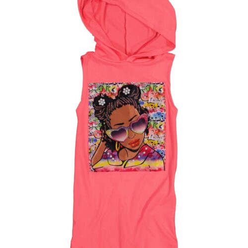 Toddler Girls Graphic Patch Hooded Dress