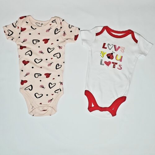 Baby Girls Love Print 2pck Onesie/ Bodysuit - White & Light Pink