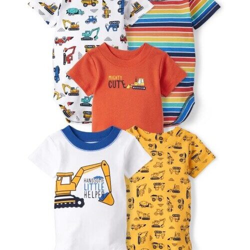 Baby Boys Construction Bodysuits/ Onesies