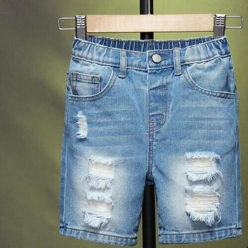 Boys Ripped Frayed Bleach Wash Denim Shorts - Light Wash