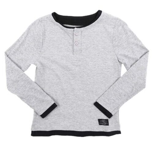 Toddler Boys Double Neck Henley Top - Heather Grey
