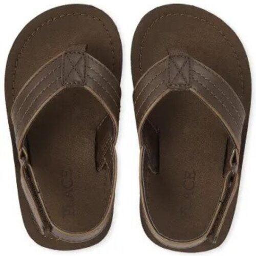 Toddler Boys Tan Flip Flop With Velcro Strap