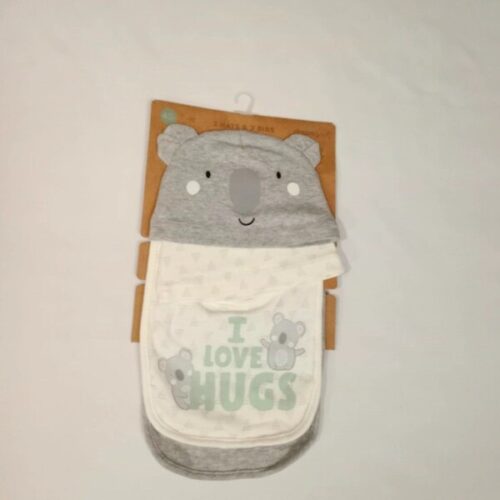 Dreamgro Baby 2 Hats and 2 Bibs Set - Grey