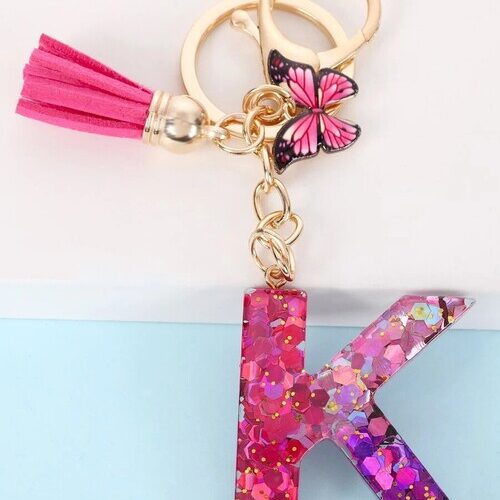 Butterfly and Tassel Charm Keychain - Purple