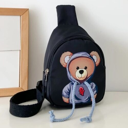 Toddler Boys Cartoon Bear Pattern Crossbody Bag - Black
