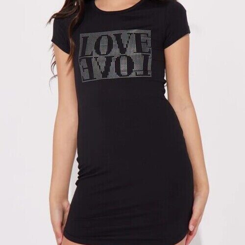 Foiled Print Short Sleeve Dress - Black