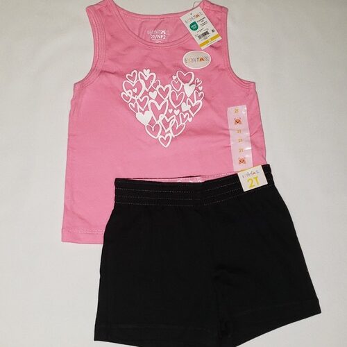 Toddler Girls Pink Tank Top and Black Short Set