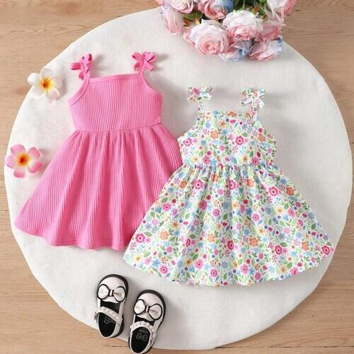 Baby Girl Strap Dress - Ditsy Floral, Pink