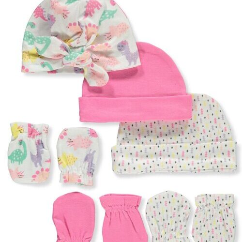 Baby Girl 6Pcs Hats and Mittens Set