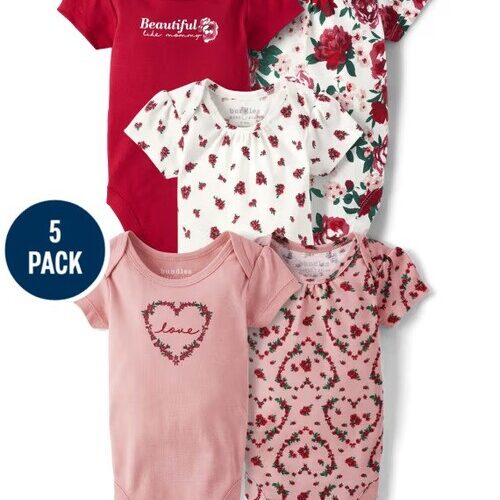 Baby Girl Floral Bodysuits - Pink/ Red