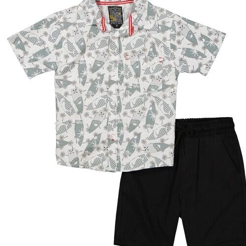 Boys Surfboard Beach Print Shirt and Short Set
