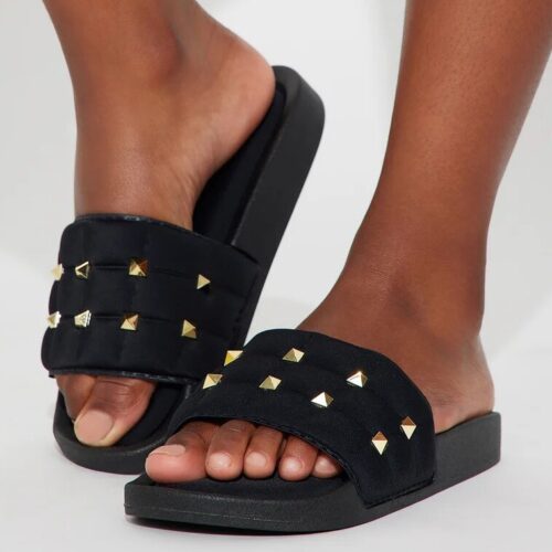 Star Studded Black Slide - 4