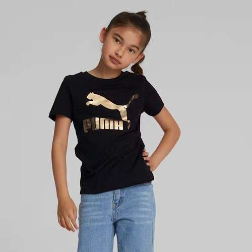 Girls Puma Classics Logo Tee - Black