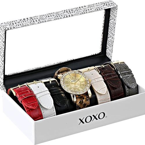Accutime XOXO Women's Analog Display Gold Tone Watch With Interchangeable Straps