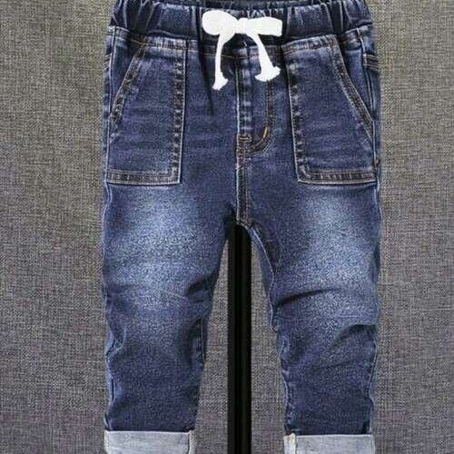 Baby Boy Drawstring Waist Washed Jeans