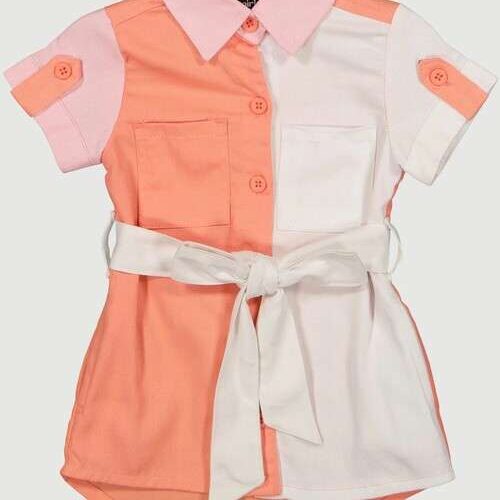 Baby Girl Color Block Twill Shirt Dress