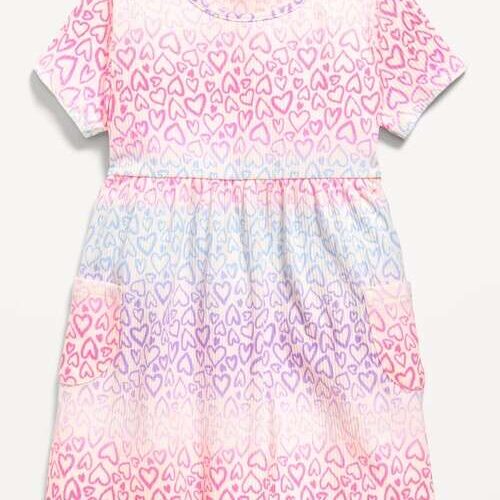 Baby Girl Ribbed Fit, Flare, Pocket Dress