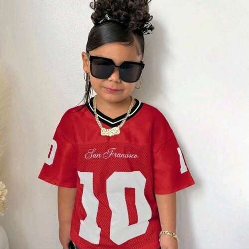 Girls Street Style V-Neck Number Print T-Shirt