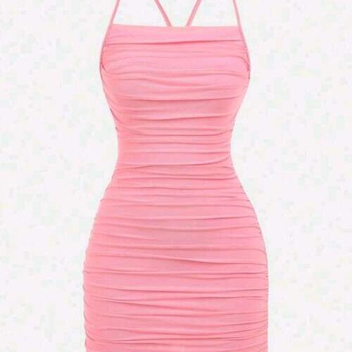 Girls Mesh Knit Spaghetti Strap Dress