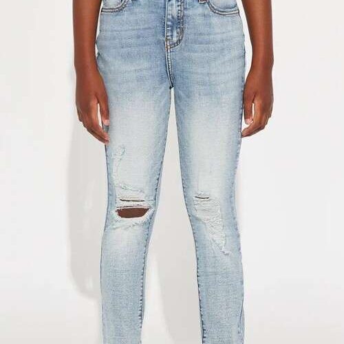 Girls Ripped Tinted Stretch Skinny Jeans