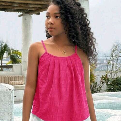 Girls Textured Loose Fit Camisole Top