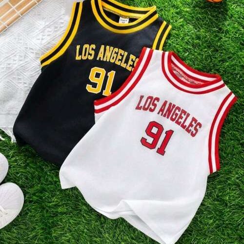 Boys Casual Sports Two Tone Number and Letter Print Tank Top