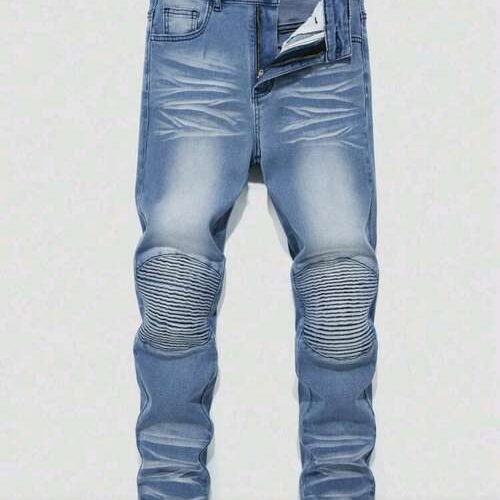 Boys Elastic Waist Heavy Wash Skinny Jeans