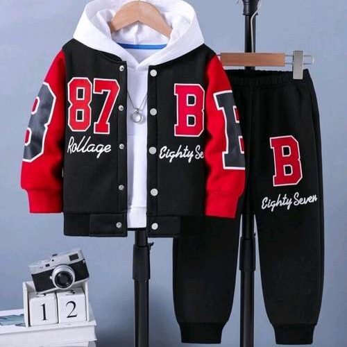 Boys Letter Print Jacket and Sweat Pant Set