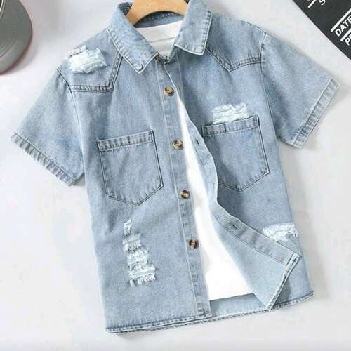 Boys Lightweight Denim Short Sleeve Shirt