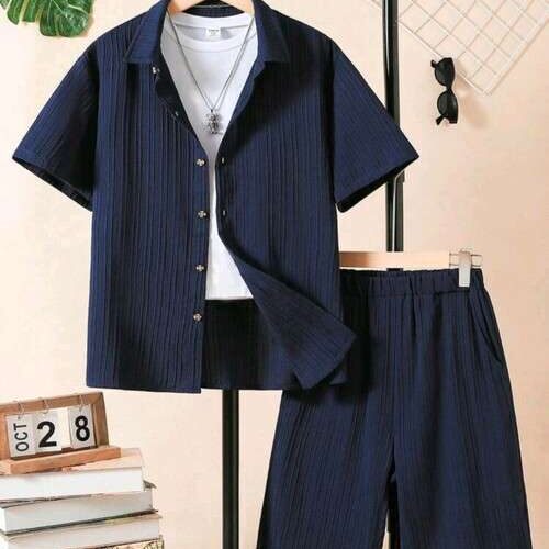 Boys Short Sleeve Button Front Shirt And Short Set