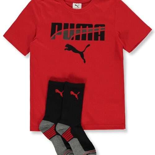 Boys Puma Short Sleeve T-Shirt and Sock Set