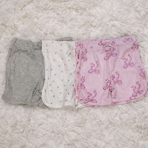 Girls 3Pck Pink Velvet Ribbon Shorts