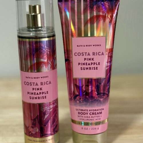 Bath and Body Works Women Spray and Cream 2Pcs Set – Costa Rica Pink Pineapple Sunrise