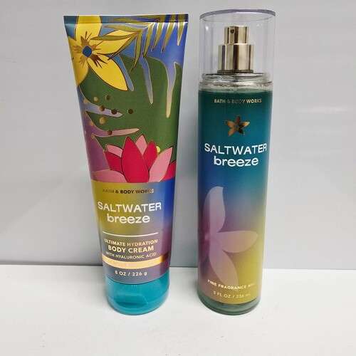 Bath and Body Works Women Spray and Cream 2Pcs Set – Saltwater Breeze