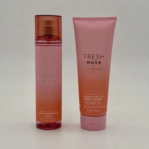 Bath and Body Works Women - 2Pcs Cream and Spray Set - Fresh Musk