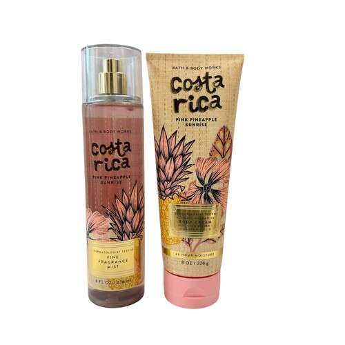 Bath and Body Works Women Spray and Cream 2Pcs Set – Costa Rica Pink Pineapple Sunrise
