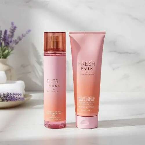 Bath and Body Works Women Spray and Cream 2Pcs Set - Fresh Musk
