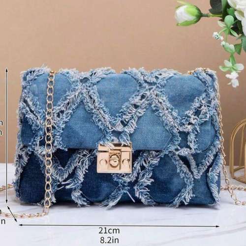 Argyle Crossbody Square Shoulder Bag - Blue
