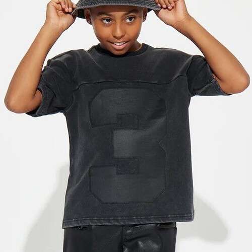Boys Number Print Oversized Short Sleeve Tee