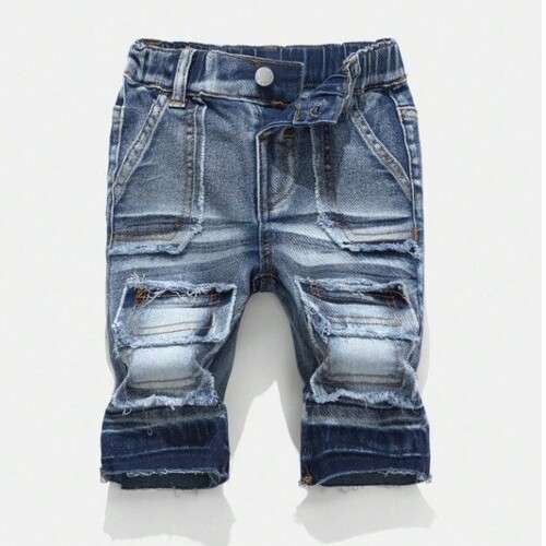 Toddler Boys Retro Distressed Washed Raw Edge Denim Shorts
