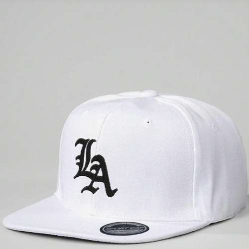 Embroidered LA Flat Brim Baseball Adjustable Cap