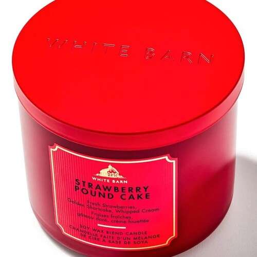 Bath and Body Works 3 Wick Candle - Strawberry Pound Cake