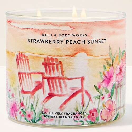 Bath and Body Works 3 Wick Candle - Strawberry Peach Sunset