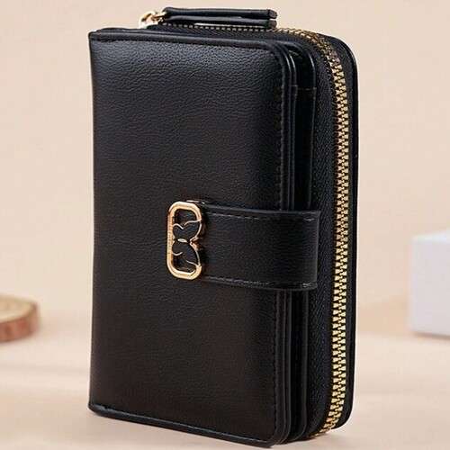 Butterfly Buckle Single Zipper Button Wallet