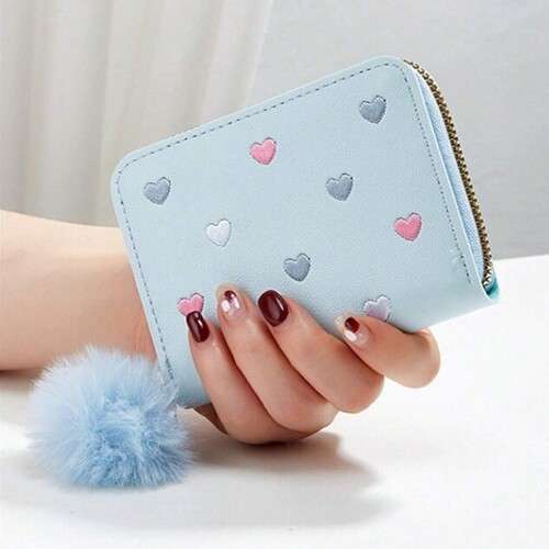 Embroidery Heart Design Small Wallet Purse