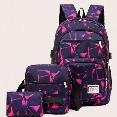 Girls Fashionable 3Pcs School Backpack Set