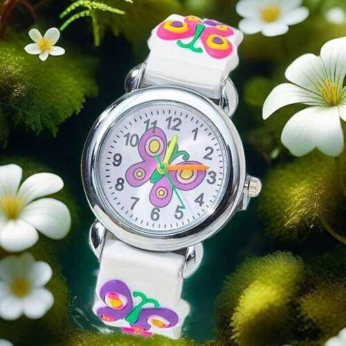 Girls Cartoon Butterfly Pattern Watch