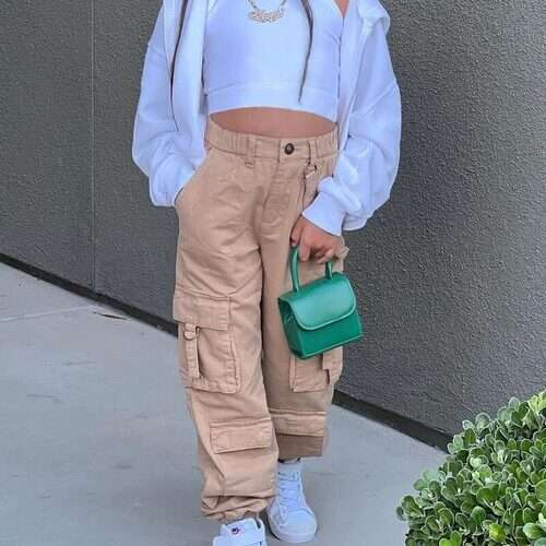 Girls Twill Cargo Pants