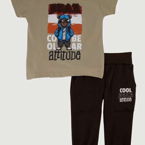 Baby Boy Graphic Printed T-Shirt and Sweatpants Set