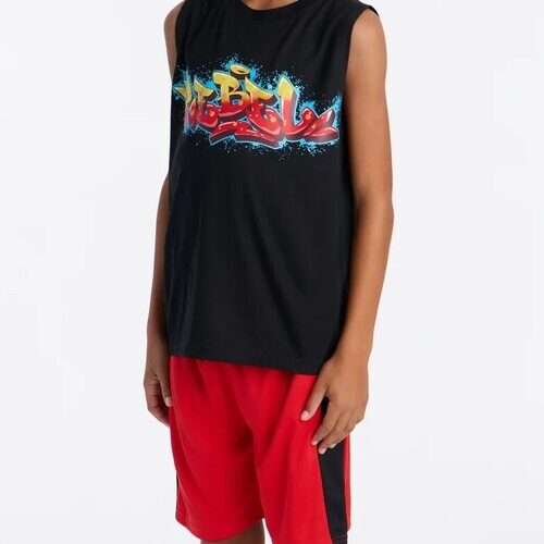 Boys I'm a Rebel Print Mesh Tank and Short Set